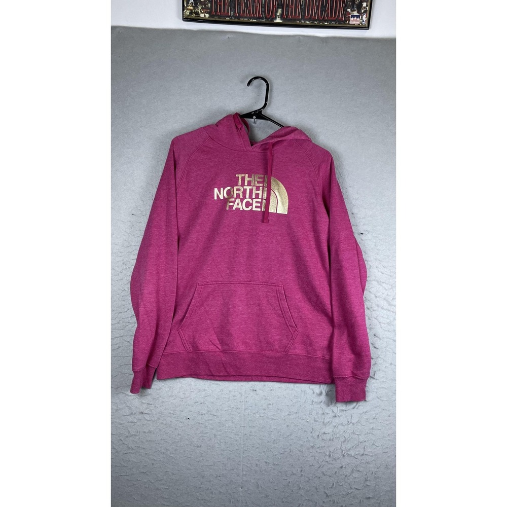 The North Face Hoodie Womens Medium Pink Heather Fleece Pullover Logo Sweatshirt